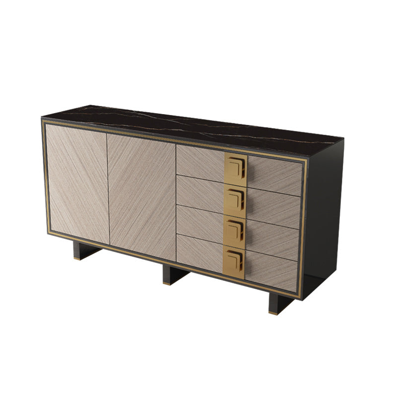 Glam 4-drawer Side Board 2 Door Black Sideboard Cabinet with Metal Base