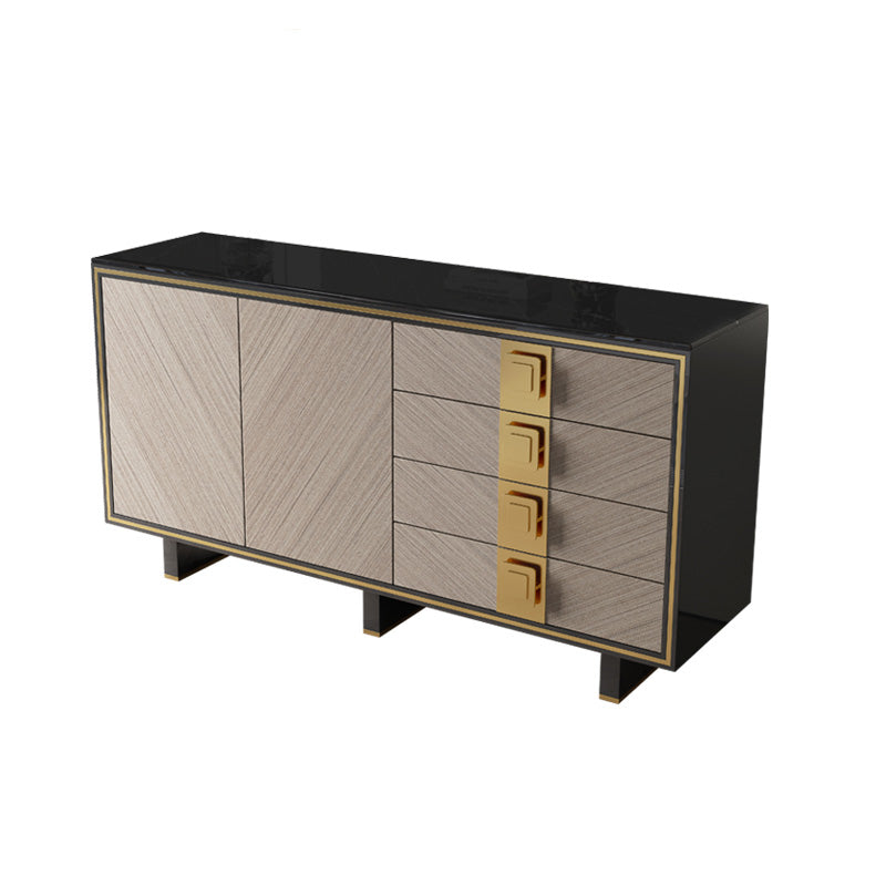 Glam 4-drawer Side Board 2 Door Black Sideboard Cabinet with Metal Base