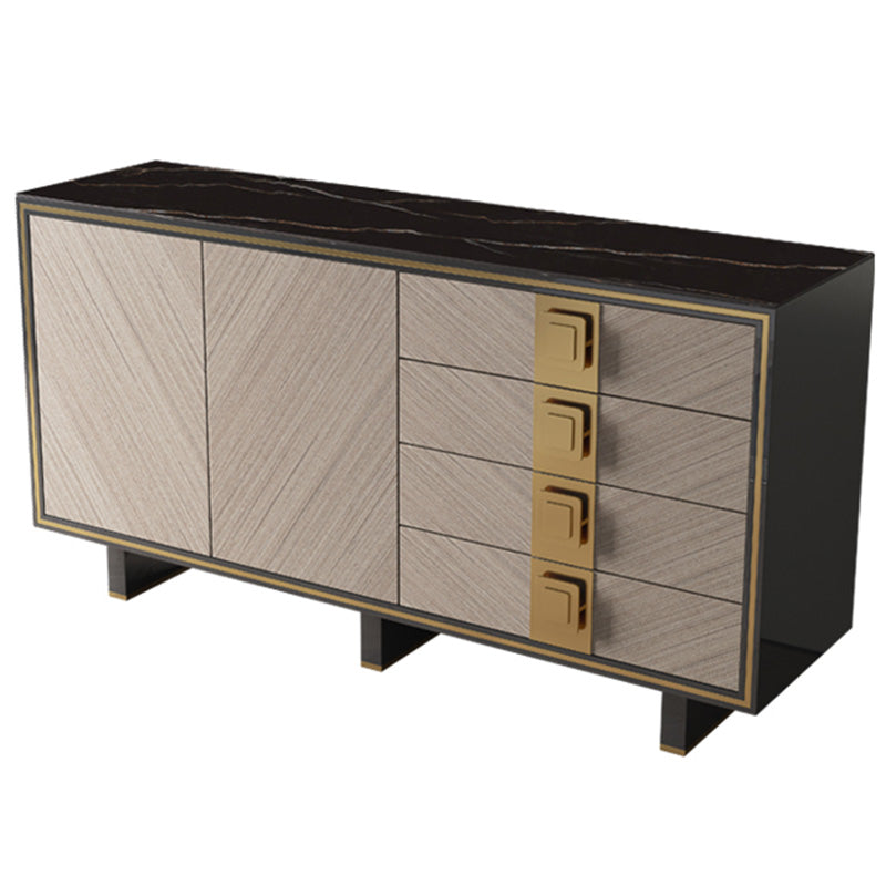 Glam 4-drawer Side Board 2 Door Black Sideboard Cabinet with Metal Base