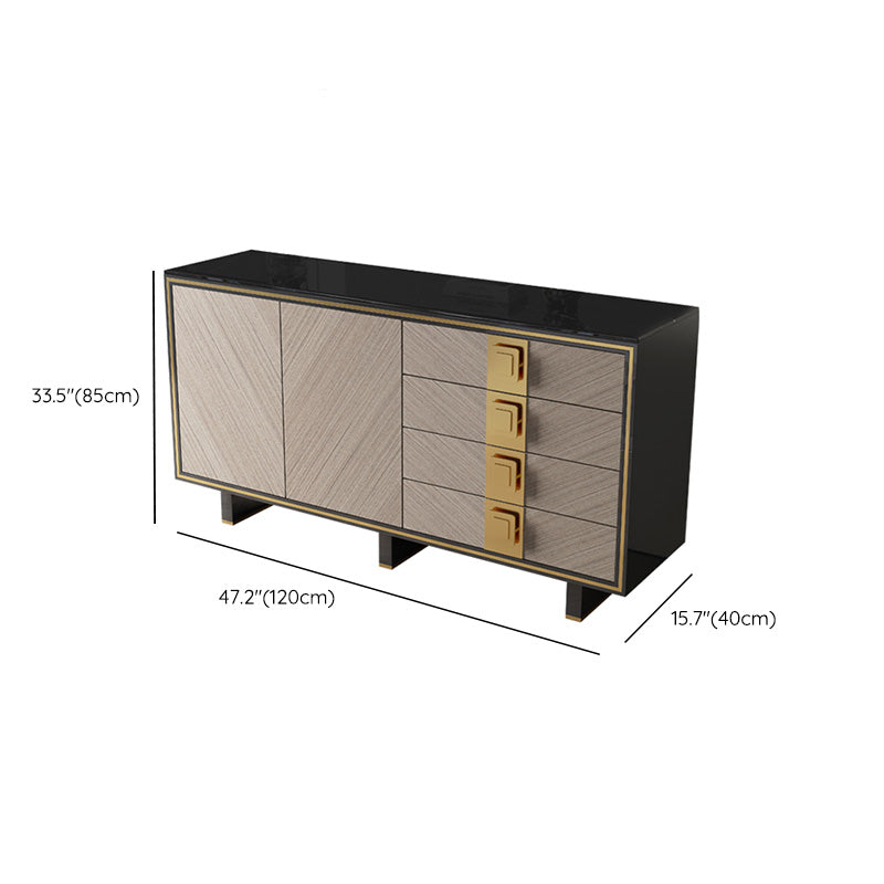 Glam 4-drawer Side Board 2 Door Black Sideboard Cabinet with Metal Base