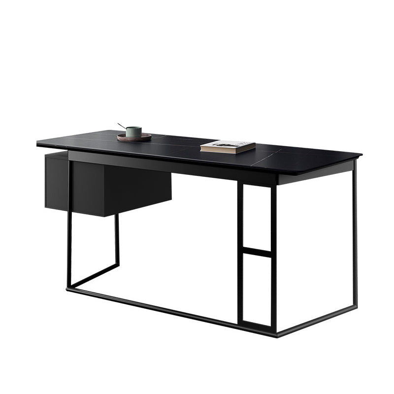 Industrial 2-Drawer Office Desk Rectangular Writing Desk with Sled Base