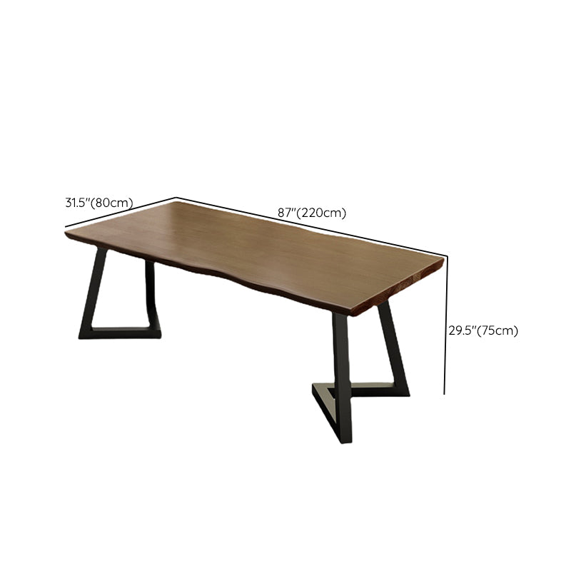 Brown Industrial Office Desk Solid Wood 75" Home Writing Desk