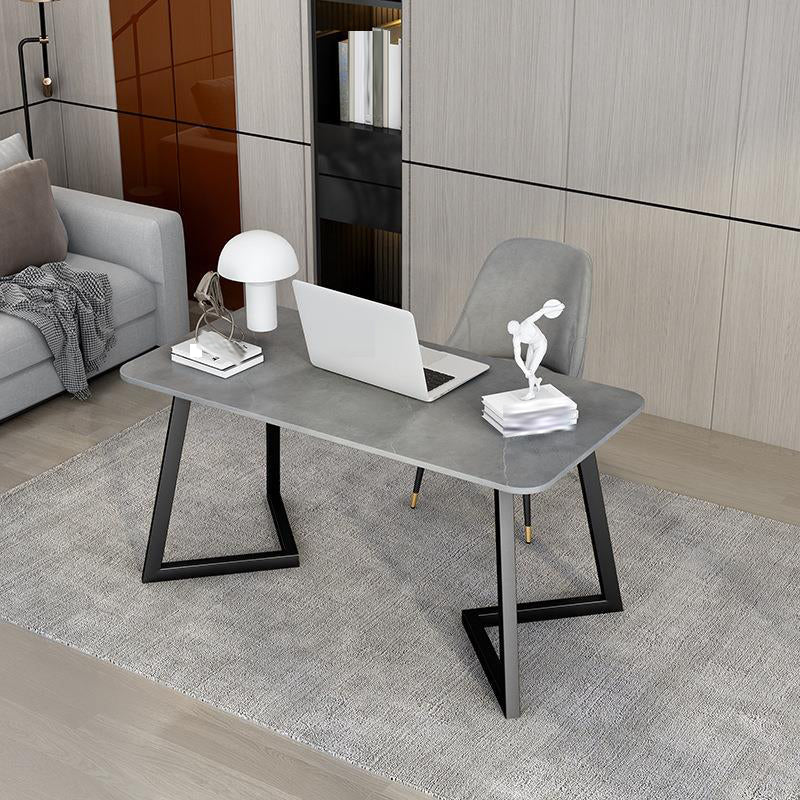 Contemporary Marble Writing Desk Office Desk with Metal Legs