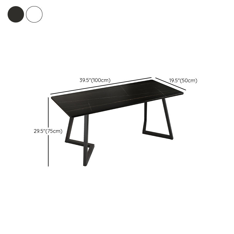 Rectangular 29.5" Tall Writing Desk Industrial Metal and Stone Office Desk