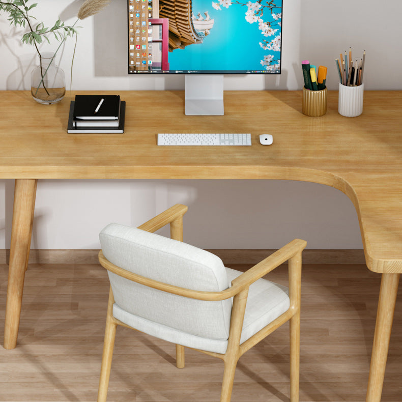 Modern Style L-Shape Writing Table Solid Wood Office Working Desk