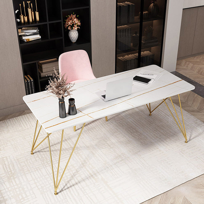 Modern Sintered Stone Working Table Home Office Desk with Metal Legs