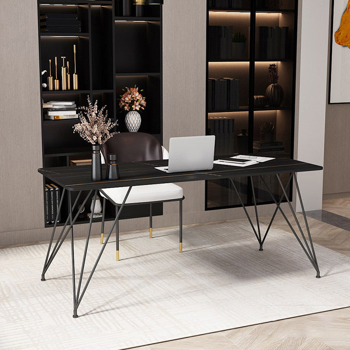 Modern Sintered Stone Working Table Home Office Desk with Metal Legs