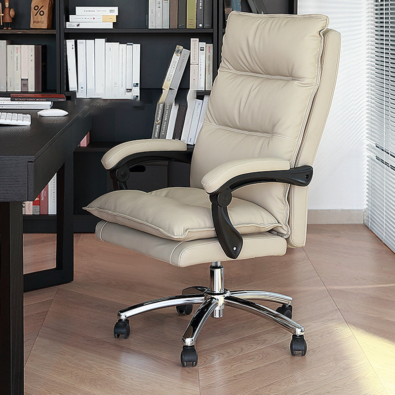 26" Wide Contemporary Managers Chair White Leather Executive Chair