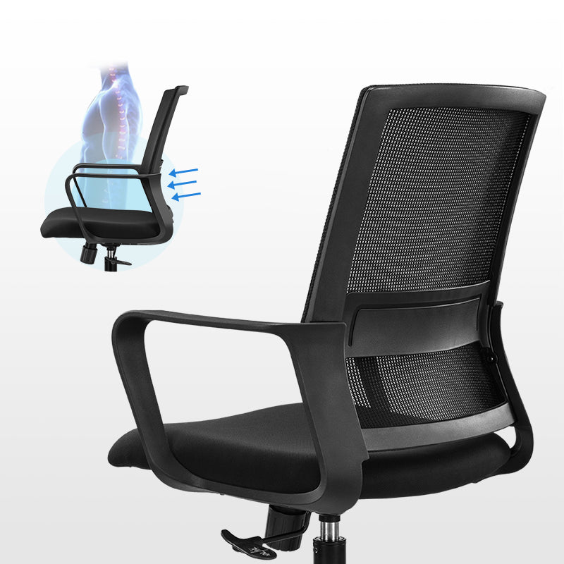 Fixed Arms Swivel Chair Modern Style Office Ergonomic Mesh Task Chair