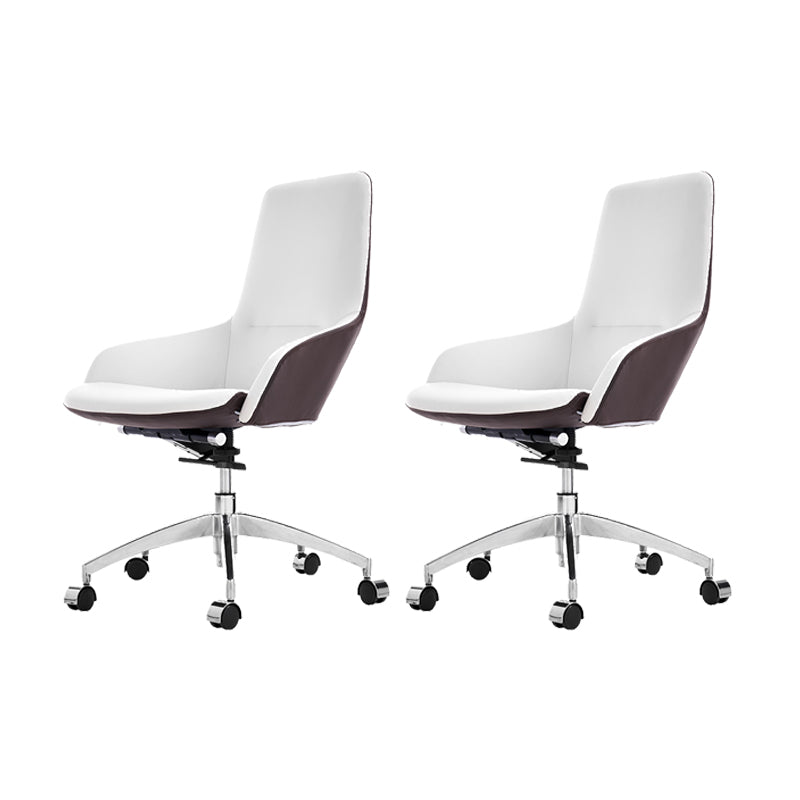 Faux Leather Office Chair Contemporary Nylon Desk Chair in White