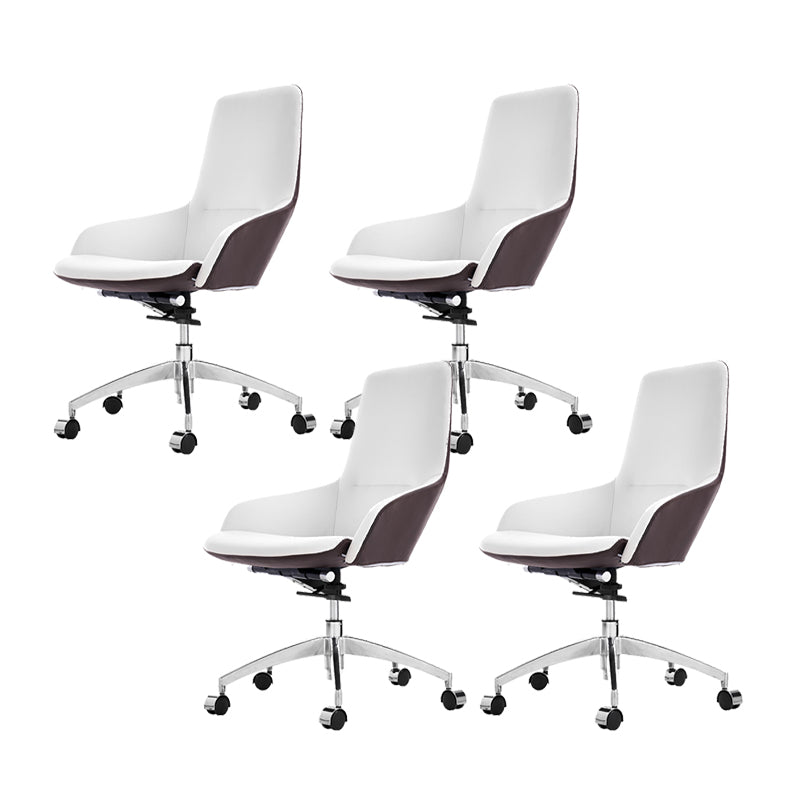 Faux Leather Office Chair Contemporary Nylon Desk Chair in White