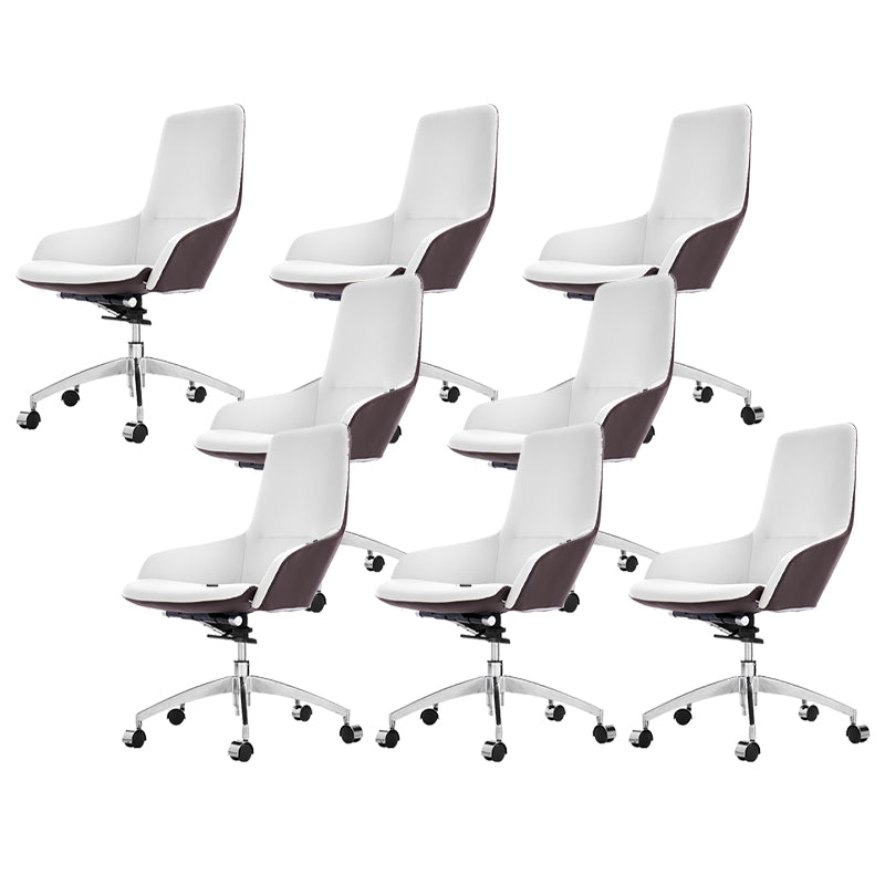 Faux Leather Office Chair Contemporary Nylon Desk Chair in White