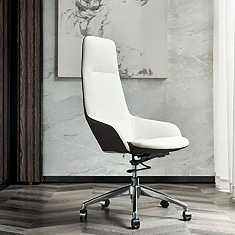 Faux Leather Office Chair Contemporary Nylon Desk Chair in White