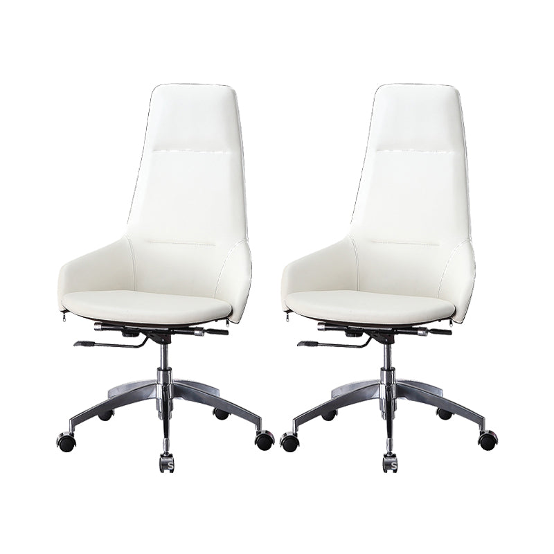 Faux Leather Office Chair Contemporary Nylon Desk Chair in White