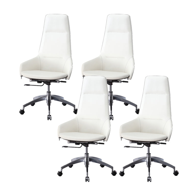 Faux Leather Office Chair Contemporary Nylon Desk Chair in White