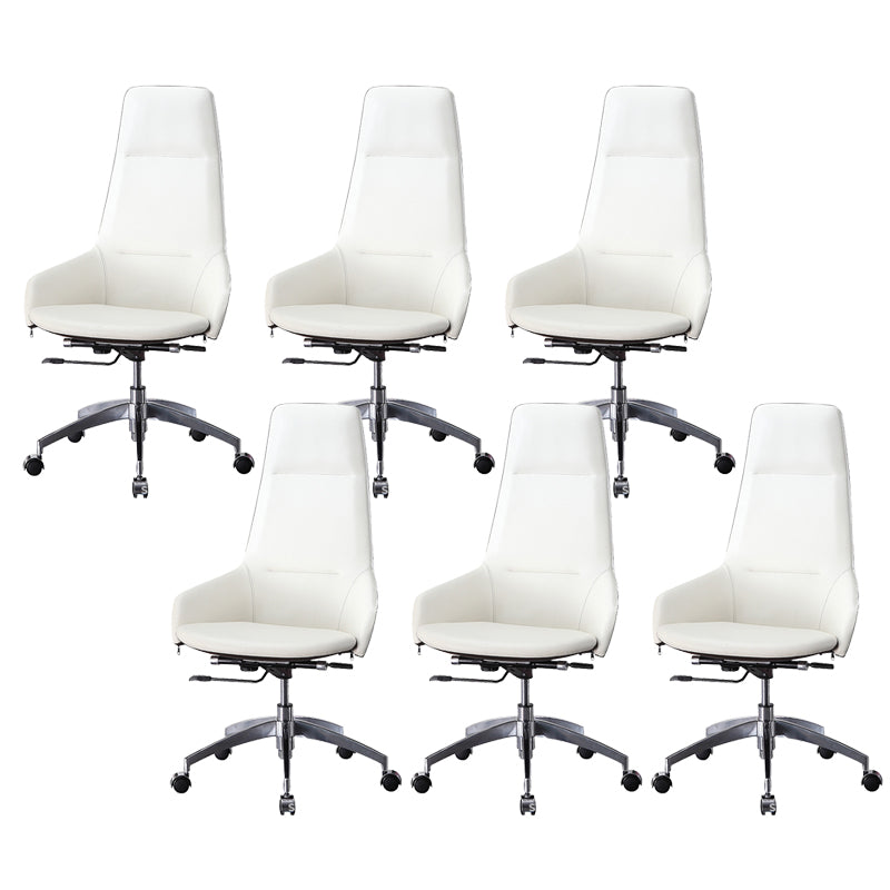 Faux Leather Office Chair Contemporary Nylon Desk Chair in White