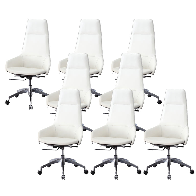 Faux Leather Office Chair Contemporary Nylon Desk Chair in White