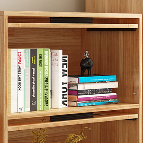 Standard Wooden Bookshelf Natural Contemporary Bookcase with Cabinets