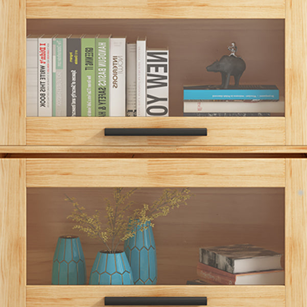 Standard Wooden Bookshelf Natural Contemporary Bookcase with Cabinets