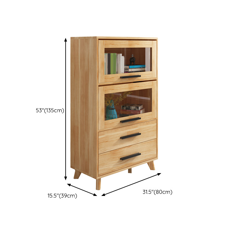 Standard Wooden Bookshelf Natural Contemporary Bookcase with Cabinets