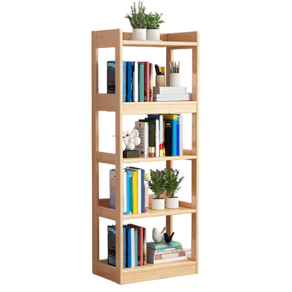 Modern Standard Bookshelf Wooden Open Back Bookcase with Rectangular Shelves