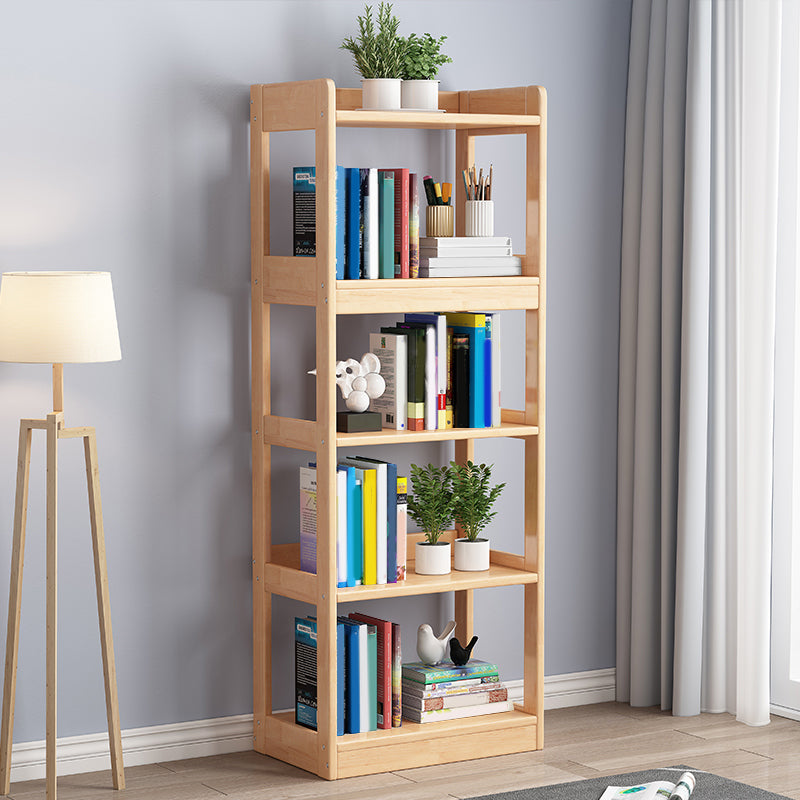 Modern Standard Bookshelf Wooden Open Back Bookcase with Rectangular Shelves