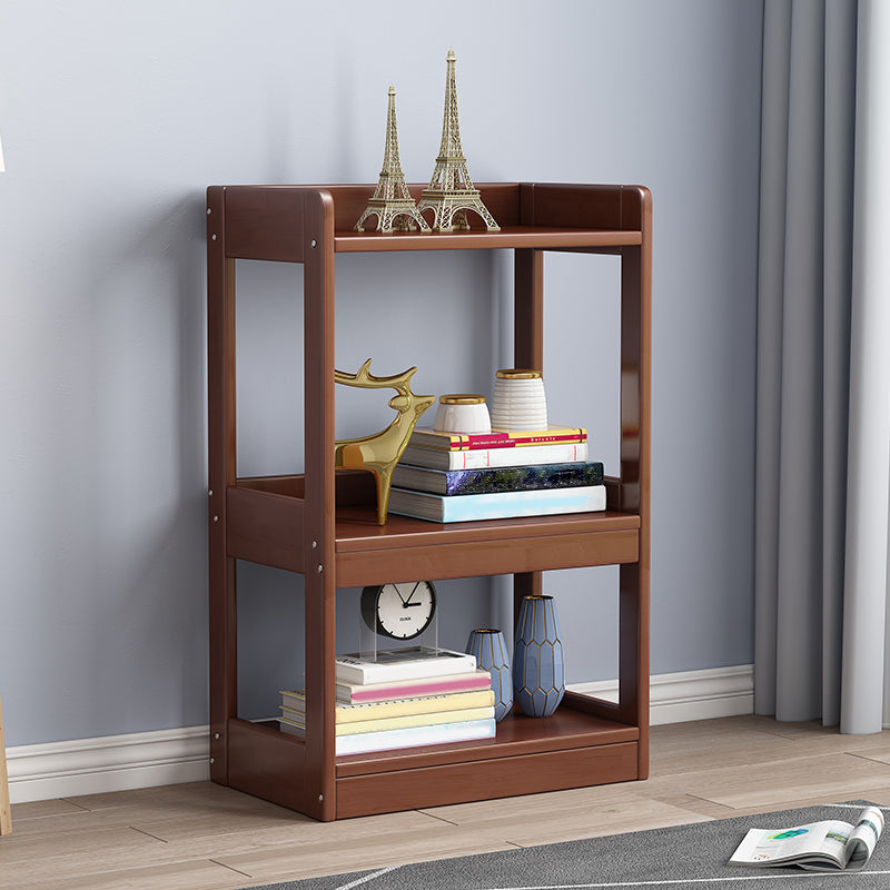 Modern Standard Bookshelf Wooden Open Back Bookcase with Rectangular Shelves