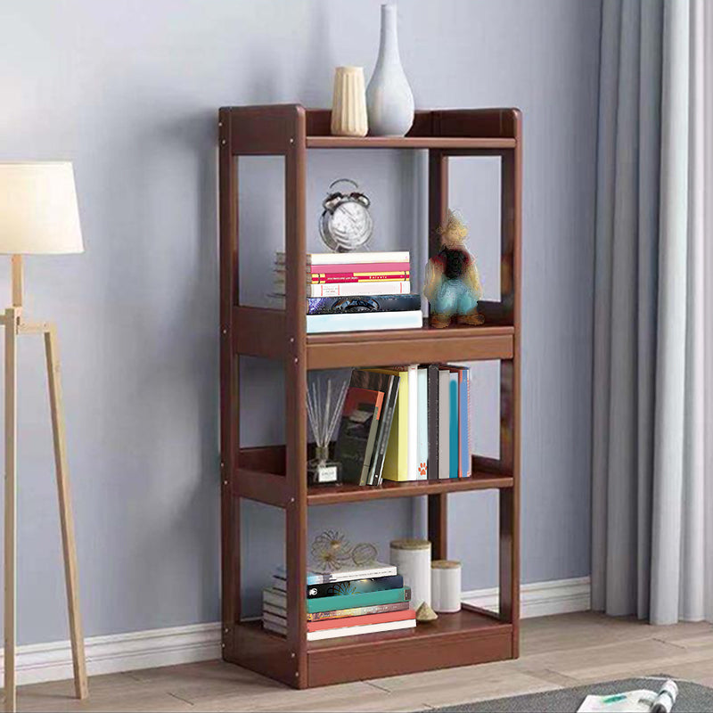 Modern Standard Bookshelf Wooden Open Back Bookcase with Rectangular Shelves