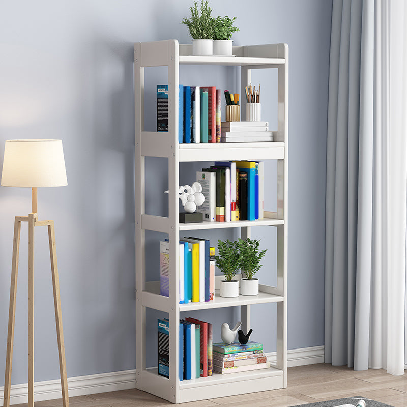 Modern Standard Bookshelf Wooden Open Back Bookcase with Rectangular Shelves