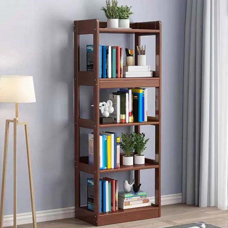 Modern Standard Bookshelf Wooden Open Back Bookcase with Rectangular Shelves