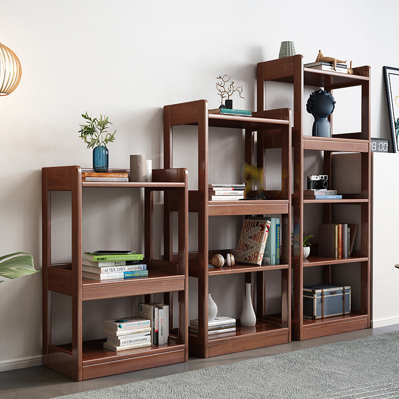 Modern Standard Bookshelf Wooden Open Back Bookcase with Rectangular Shelves