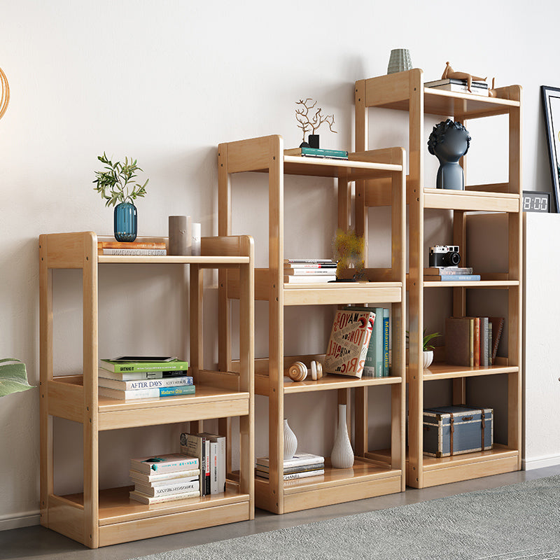 Modern Standard Bookshelf Wooden Open Back Bookcase with Rectangular Shelves