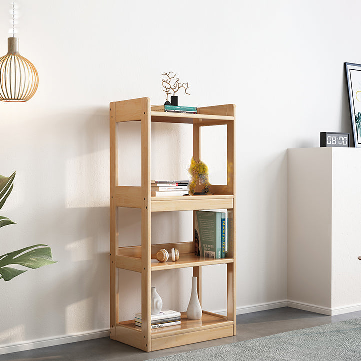 Modern Standard Bookshelf Wooden Open Back Bookcase with Rectangular Shelves