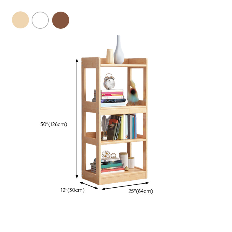 Modern Standard Bookshelf Wooden Open Back Bookcase with Rectangular Shelves