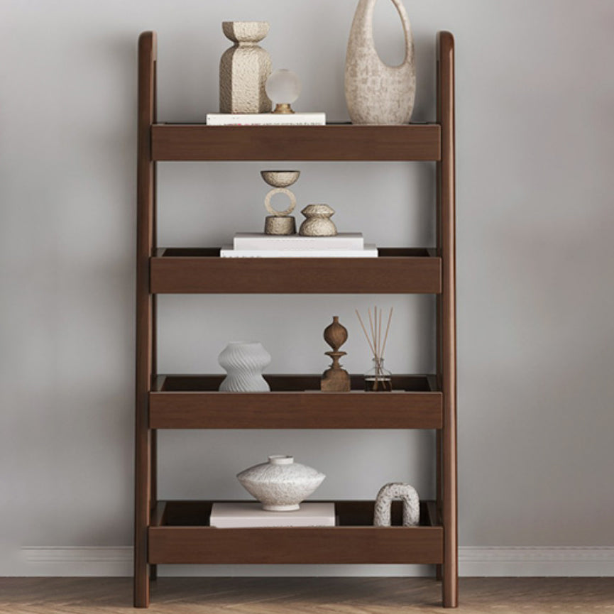 Ladder Contemporary Bookshelf Wooden Open Back Bookcase with Shelves