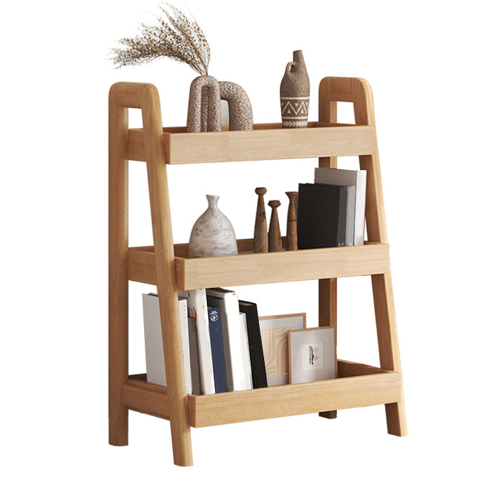 Ladder Contemporary Bookshelf Wooden Open Back Bookcase with Shelves