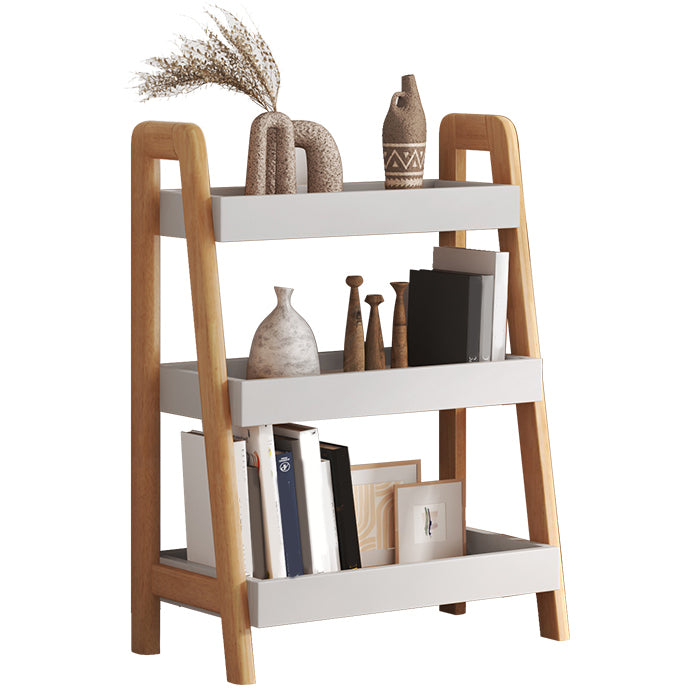 Ladder Contemporary Bookshelf Wooden Open Back Bookcase with Shelves