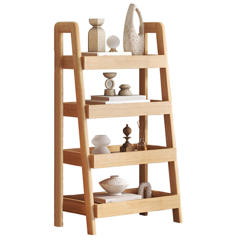 Ladder Contemporary Bookshelf Wooden Open Back Bookcase with Shelves