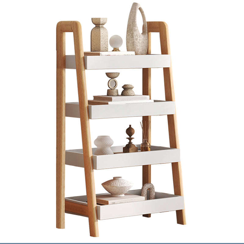 Ladder Contemporary Bookshelf Wooden Open Back Bookcase with Shelves