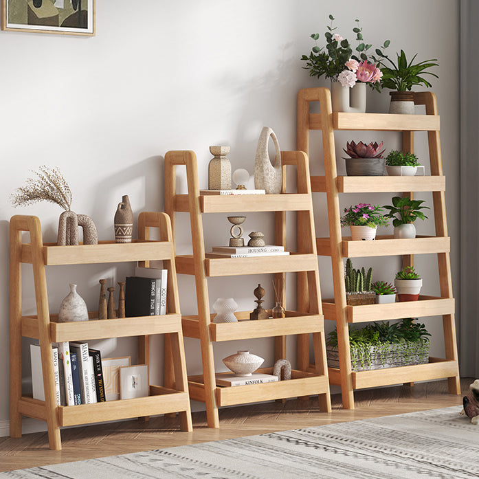 Ladder Contemporary Bookshelf Wooden Open Back Bookcase with Shelves