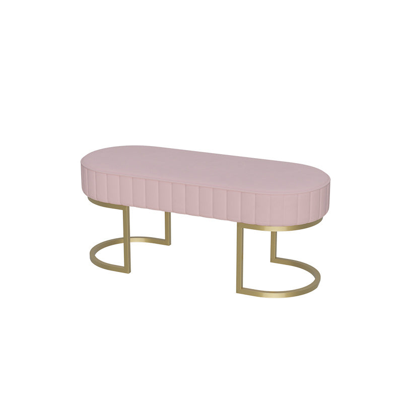 Modern Velvet Foam Bench Oval Solid Color Bench with Legs for Bedroom