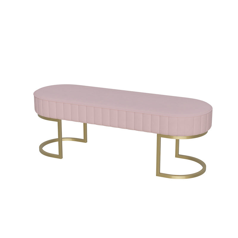 Modern Velvet Foam Bench Oval Solid Color Bench with Legs for Bedroom