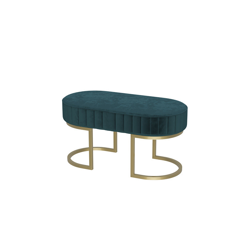 Modern Velvet Foam Bench Oval Solid Color Bench with Legs for Bedroom