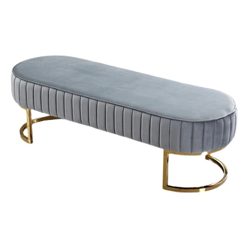 Modern Velvet Foam Bench Oval Solid Color Bench with Legs for Bedroom