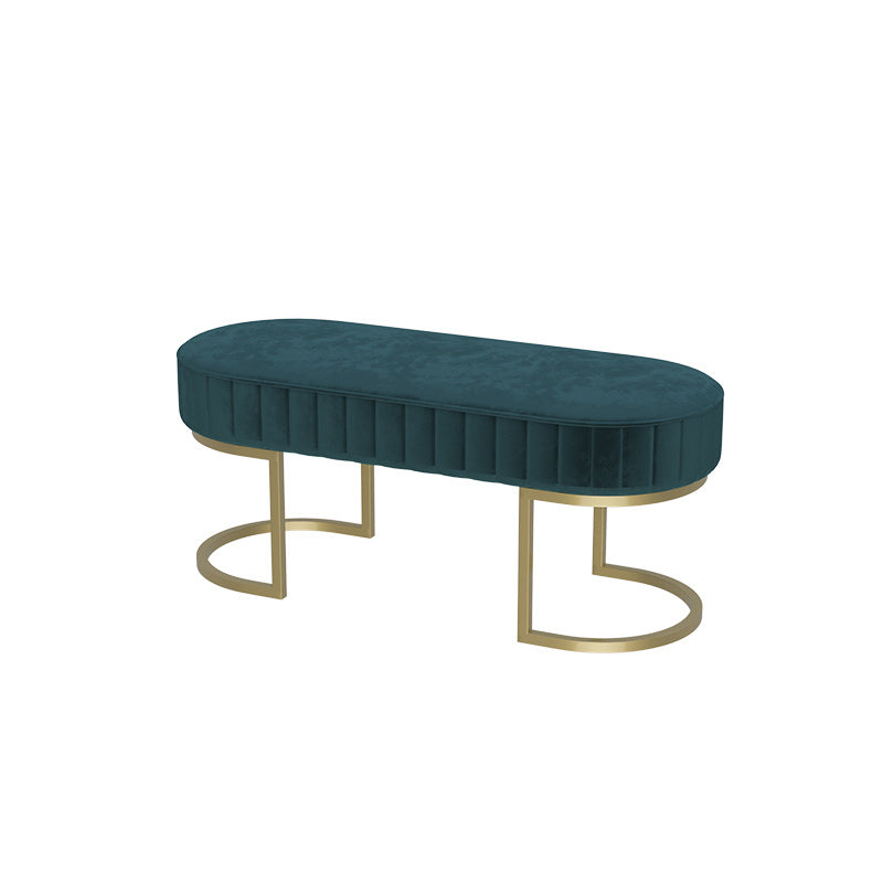 Modern Velvet Foam Bench Oval Solid Color Bench with Legs for Bedroom