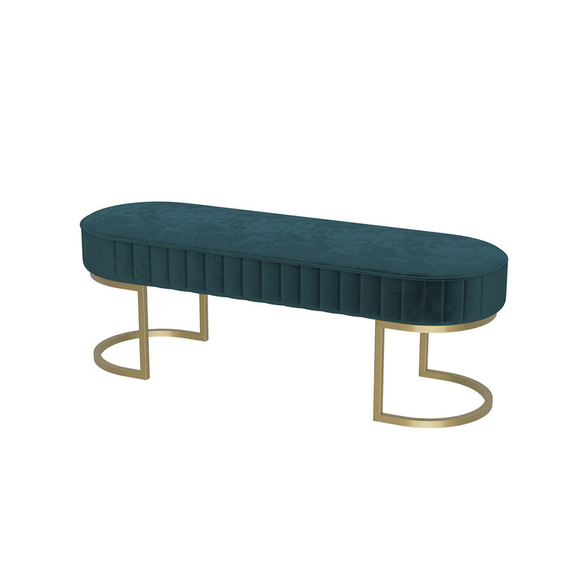 Modern Velvet Foam Bench Oval Solid Color Bench with Legs for Bedroom