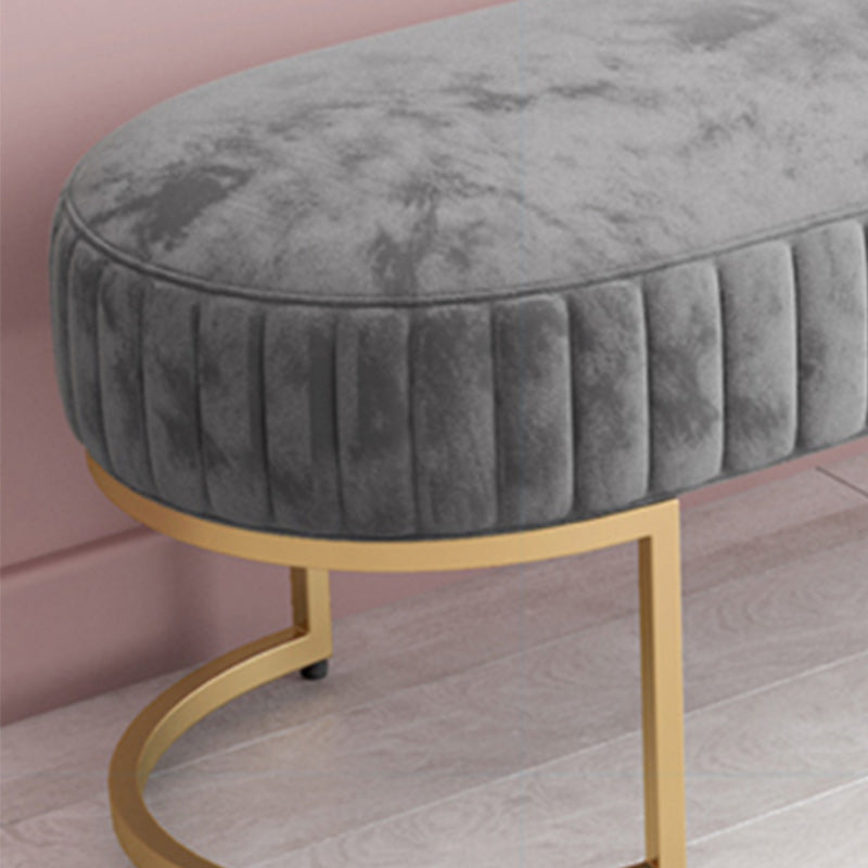 Modern Velvet Foam Bench Oval Solid Color Bench with Legs for Bedroom