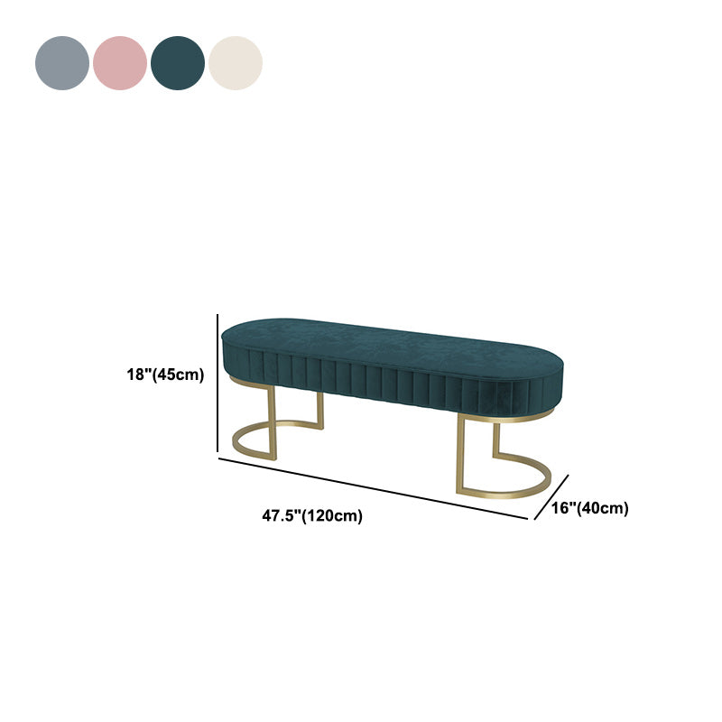 Modern Velvet Foam Bench Oval Solid Color Bench with Legs for Bedroom