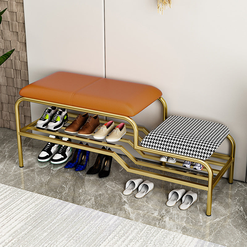 17" H Modern Metal Seating Bench Cushioned Entryway Bench with Legs