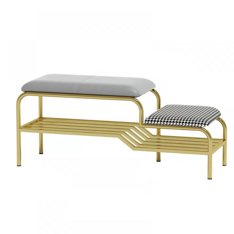 17" H Modern Metal Seating Bench Cushioned Entryway Bench with Legs